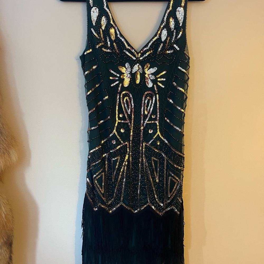 Elegant Green and Gold Dress